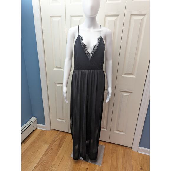 Express Dress Maxi Thigh Slit Lace Holiday Party Wedding Guest Witchy Goth NYE - Picture 12 of 16